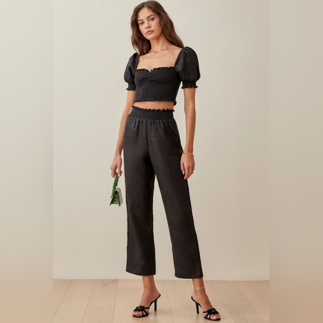 Reformation Mora Linen Two Pieces Size Xs Crop Top And Wide Leg Anckle Pants!